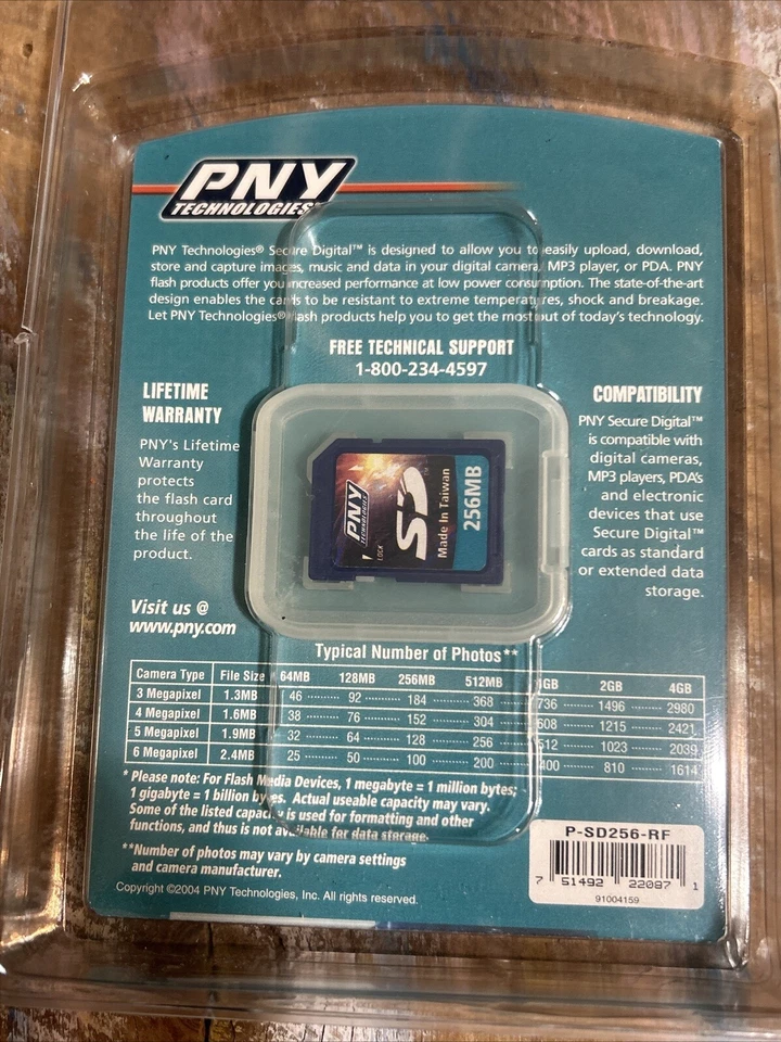 New PNY 256MB SD Card SD Memory Card Storage Digital Camera P-SD256-RF NIP - Image 4 of 4