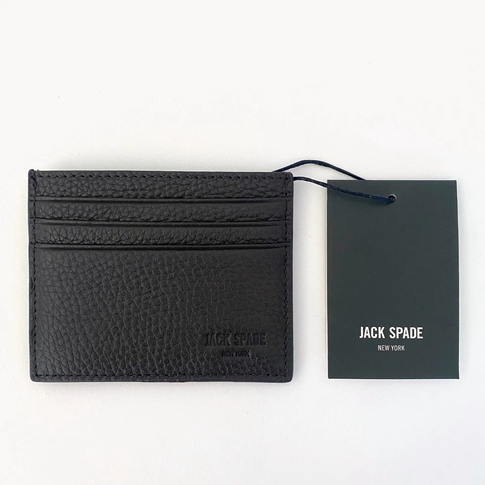 JACK SPADE NY RARE DARK BROWN PEBBLE LEATHER MENS DESIGNER SLIM CARD WALLET NEW - Image 4 of 4