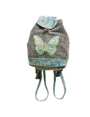 BUTTERFLY *Precious handmade EARTH DIVAS * DRAWSTRING BACKPACK * 100% COTTON *