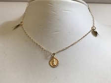 14K SOLID YELLOW GOLD ANKLE BRACELET W/ VARIETY CHARMS/ 10'' LONG  / USA MADE