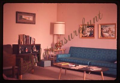 Living Room Decor Design Couch MCM 35mm Slide 1960s