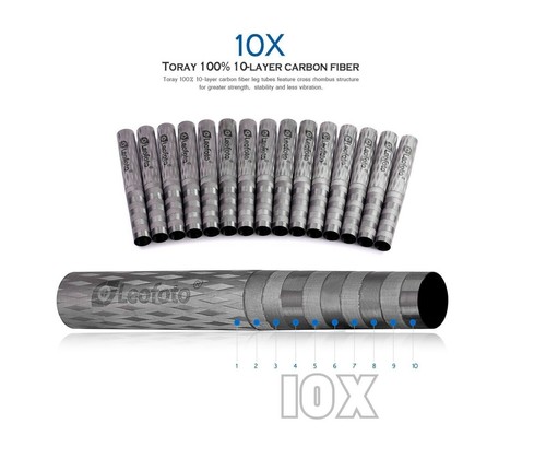 Leofoto MP-366C+VH-10S CF Monopod with VH-10S Two Way Tilt Head - Picture 8 of 12