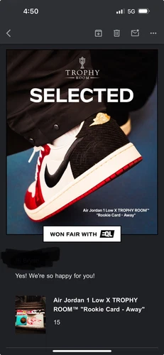 Air Jordan 1 Low X Trophy Room Rookie Card Away Size 15