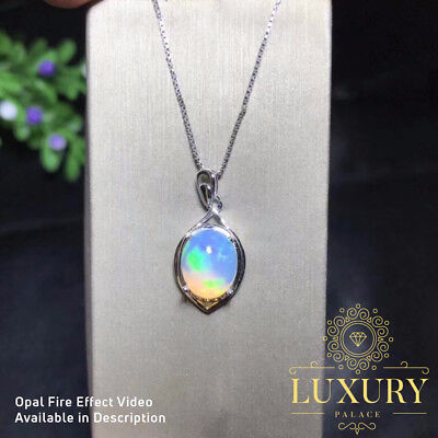 Classy 2 Sided Australian Fire opal HEART love PENDANT 100% authentic 18" Silver
