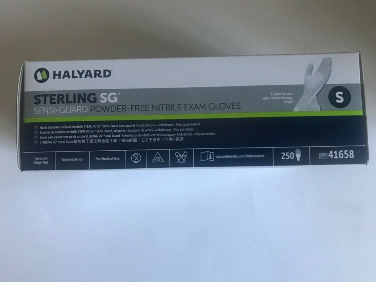 250 Count Box - Halyard Nitrile Exam Gloves Size Small 3.5 Mil Exp