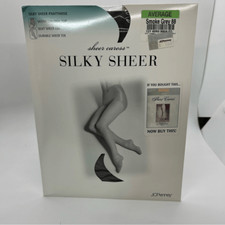 Nwt VTG JCPenney Pantyhose Sheer Caress Silky Sheer smoke gray 88 Control Top
