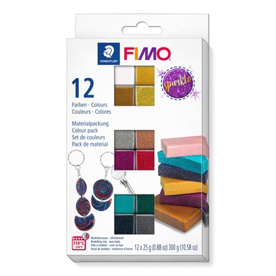 STAEDTLER 8013 C12-4 FIMO Effect Oven-Hardening Polymer Modelling Clay - Sparkle