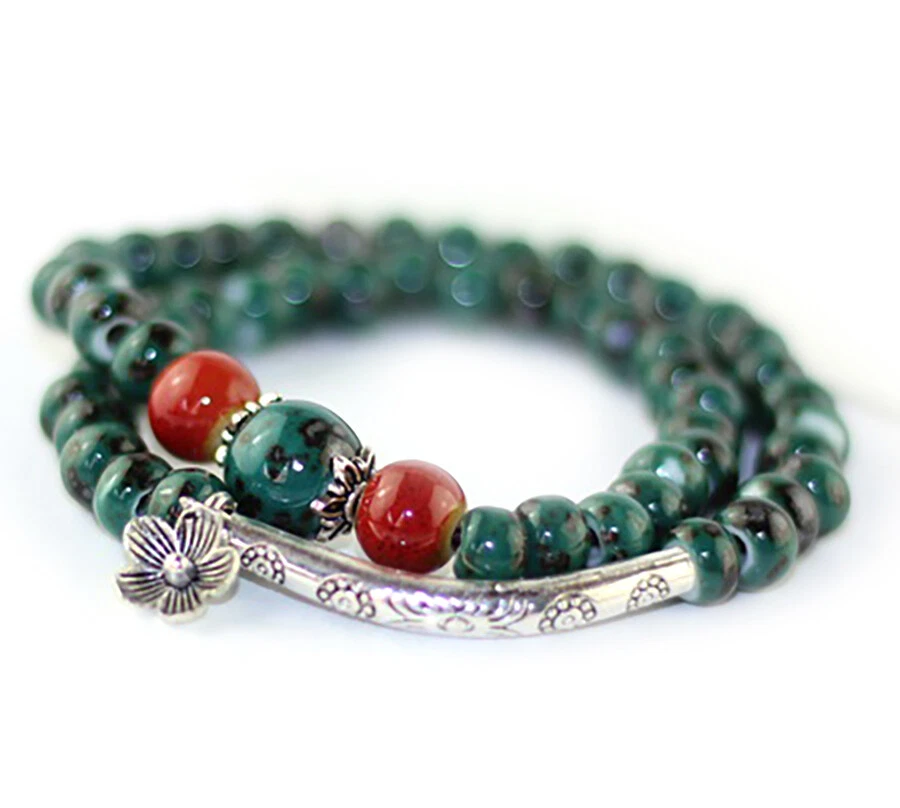 Pulseira de tornozelo feminina 3 cores flor em camadas envoltório frisado praia tornozeleira D617 - Imagem 3 de 4