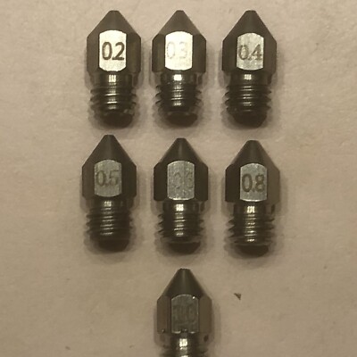 3D Printer Nozzle Set Stainless Steel,1.75mm  Mk8, 0.2,0.3,0.4,0.5,0.60,0.8,1.0