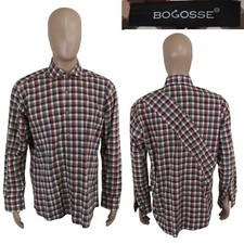 Bogosse Long Sleeve Button Front Multicolor Plaid Cotton Shirt Size 4 Large