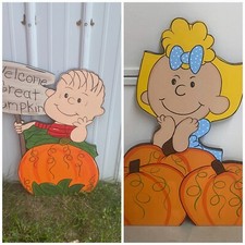 Welcome Pumpkin Halloween Wood Outdoor Yard Art Signs, Halloween Decorations