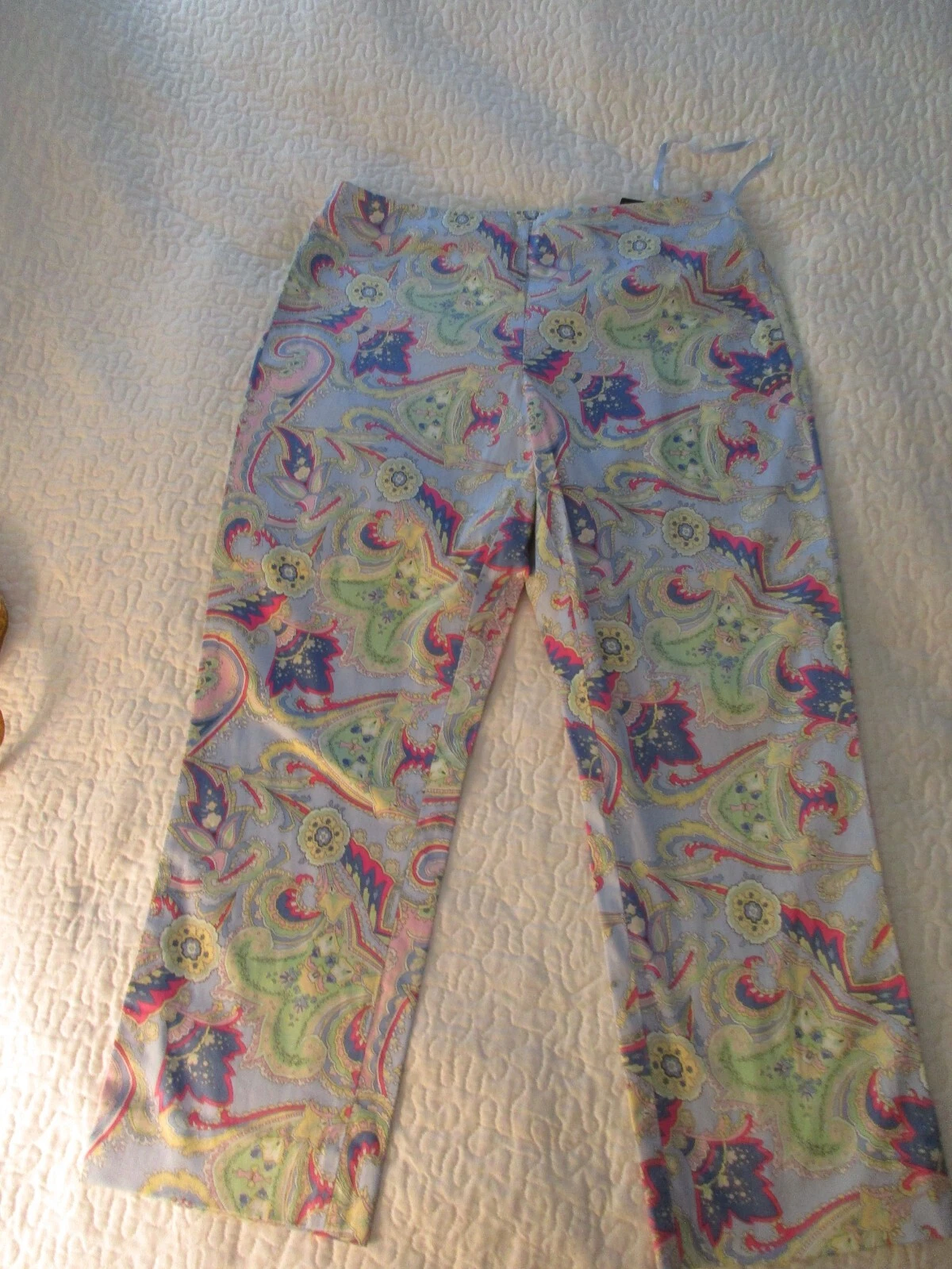 NWT!! Lauren Ralph Lauren 8P Paisley Capri Side Zip Women's Pants Cotton Spandex