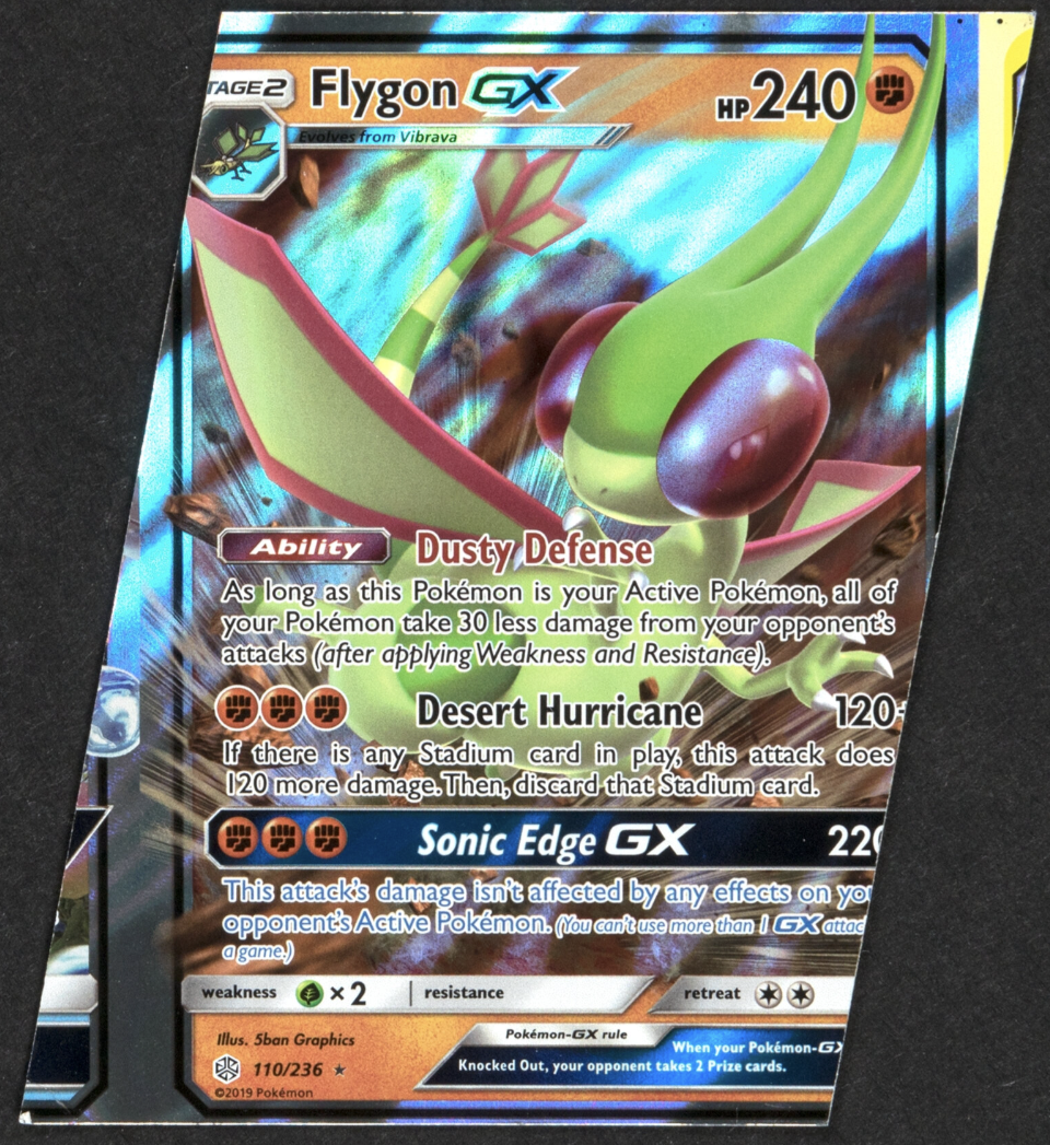 2019 Pokemon Cosmic Eclipse Set #110 Flygon GX TRAPEZOID MISCUT