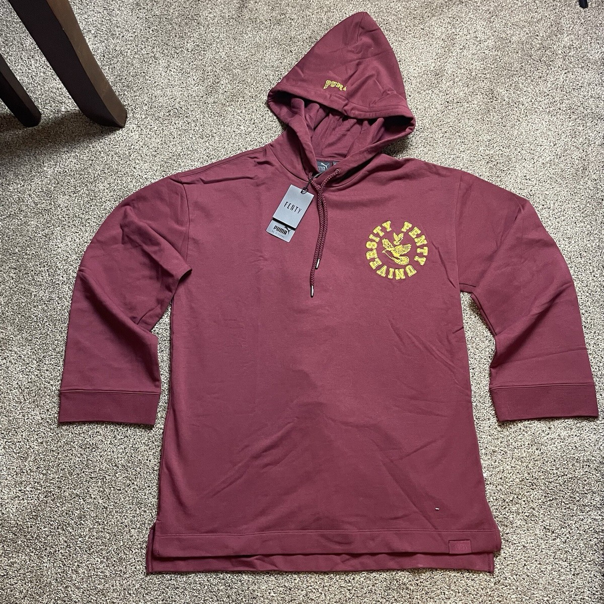$130 Puma Fenty X Rihanna Hoodie Womens Small Burgundy Long Sleeve 