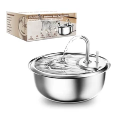 Cat Pet Automatic Water Fountain,3.4L/115OZ Stainless Steel Pet Water Dispenser