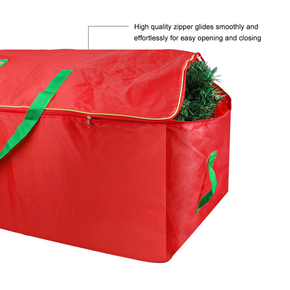 Saco de armazenamento de árvore de Natal 9 pés durável saco de árvore artificial recipiente zíper duplo - Imagem 3 de 4