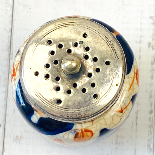Antique Japanese Imari 3 x Condiment Set EPNS Lids & Spoon Salt Pepper Mustard - Picture 5 of 14