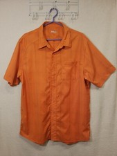 Men Unde Armour Allseason Gear Size XL Pinstripe Orange Short Sleeve Golf Shirt