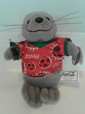 Coca Cola Seal in Soccer Shirt Holding a Coke Bottle 1999 NWT Bean Bag
