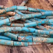 Natural Imperial Jasper, Column, 13-14x4-4.5mm, Sky Blue, Approx 29pce.