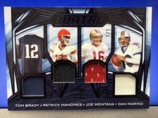 2025 LEAF TRINITY QUATRO Game Used Brady Mahomes Montana Marino 1/1 SSP HOF