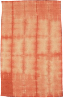 Coral Red Hand-Tufted Rug Modern Tie-Dye Pattern 5X8 Girls Room Plush Carpet