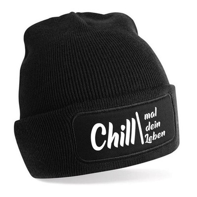 Beanie Mütze mit Spruch CHILL MAL DEIN LEBEN   Strickmütze Geschenkidee Unisex