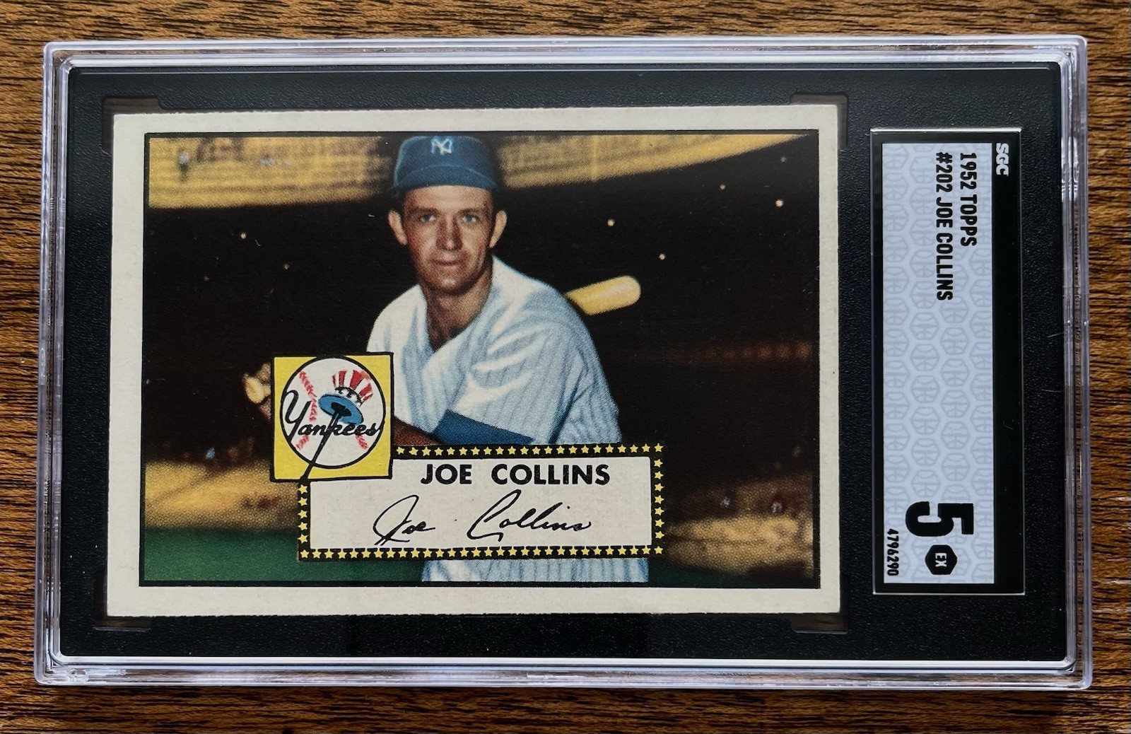 1952 TOPPS JOE COLLINS 202  NEW YORK YANKEES  SGC 5  EX   ROOKIE  LOOKS NICER!