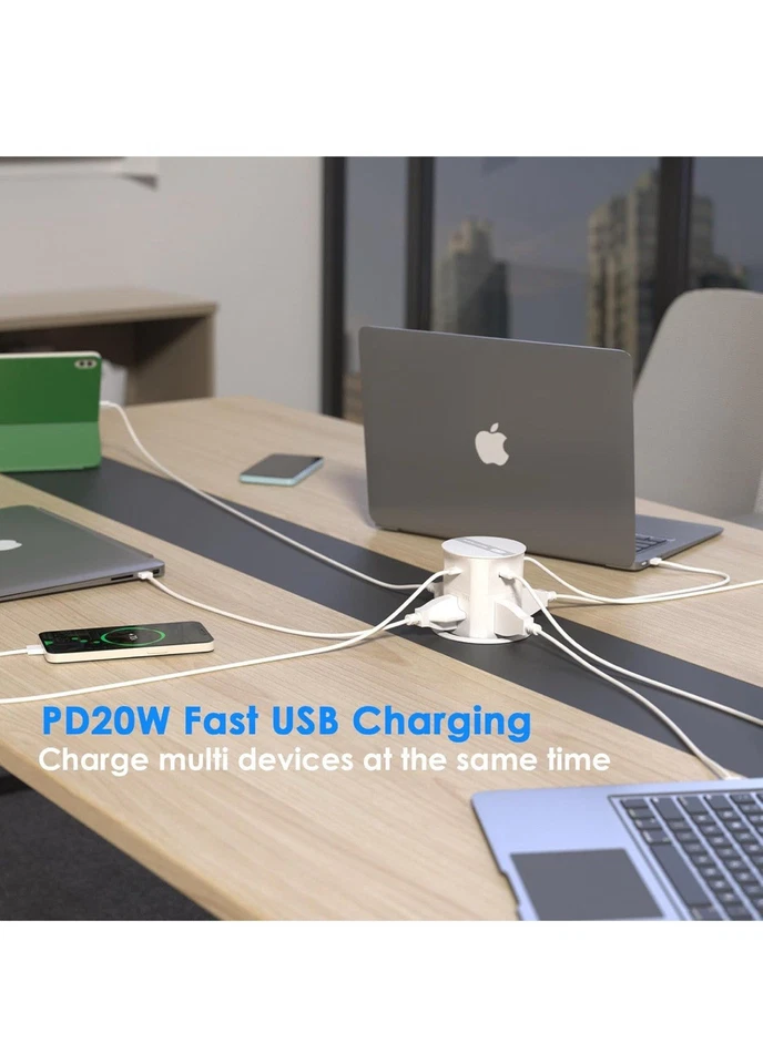 ANNQUAN 3.15" Enchufe Encimera Pop Up con Cargador Inalámbrico 15W, Max 20W Foto 4 de 4