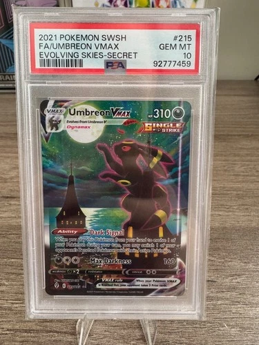 2021 POKEMON SWORD & SHIELD EVOLVING SKIES SECRET FULL ART/UMBREON VMAX PSA 10