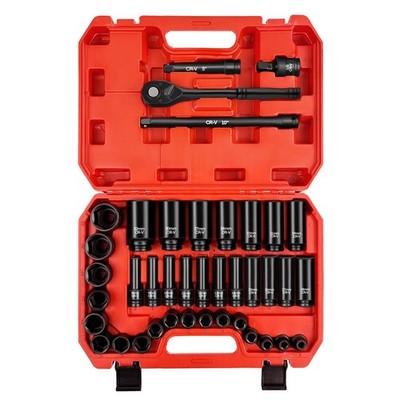 WETT 1/2'' Drive Impact Socket Metric Set (40pcs), Black