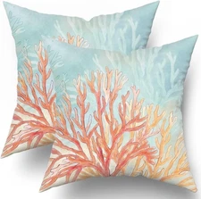 Giwawa Coastal Coral Throw Pillow Covers 16" x (Pack of 1), Orange 