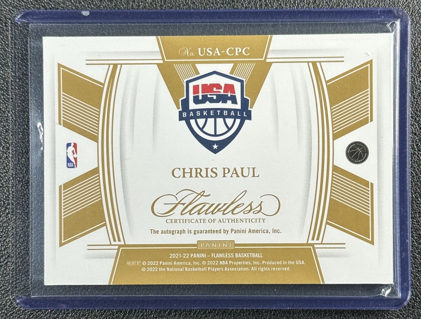 CHRIS PAUL 2021-22 PANINI FLAWLESS #USA-CPC USA BASKETBALL AUTO RUBY 6/15 view 2