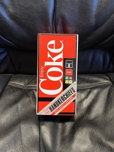 Vintage Coca Cola Vending Machine Coin Bank With 3 Handkerchiefs Tin