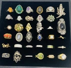 Vintage and Modern Estate Costume Jewelry LOT 35 RINGS ALL Wearable
