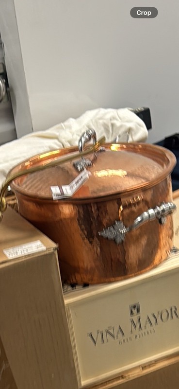 Ruffino Copper Stockpot w/ Lid, Round Double Handles, Gas/Electric Compatible