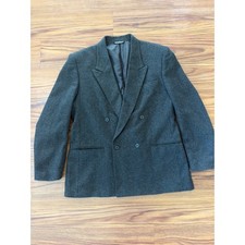 Raffinati Mens Double Breasted Blazer Charcoal Grey Textured Peak Lapel USA