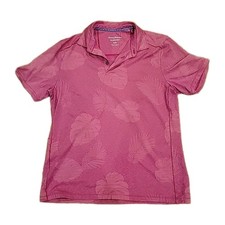 Tommy Bahama Polo Shirt Men s Medium Delray Frond Performance Berry Pink