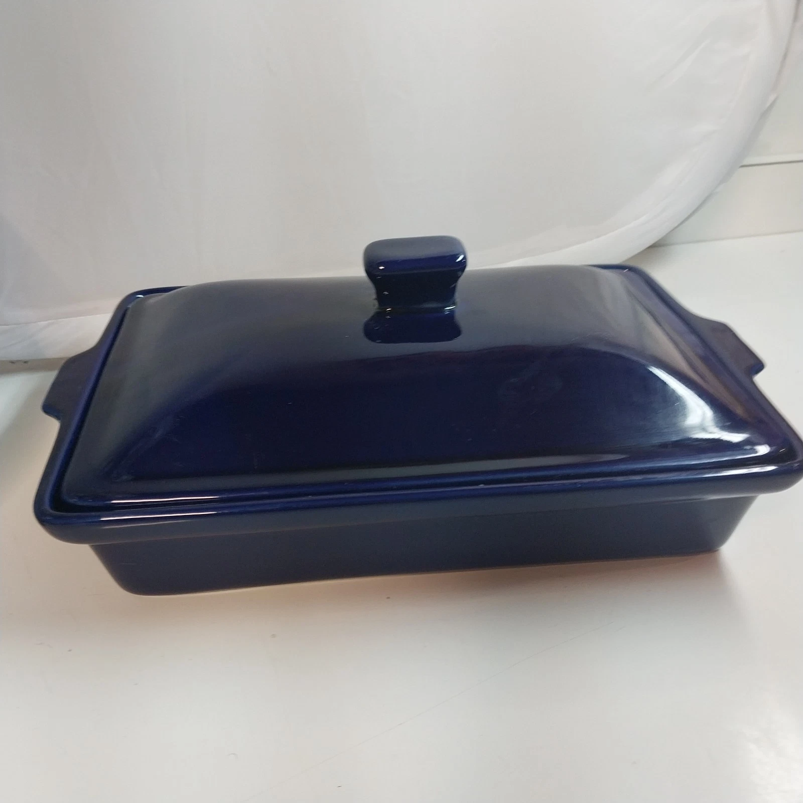 Temp-tations Presentable Ovenware Cobalt Blue Covered Loaf Baker Baking Dis