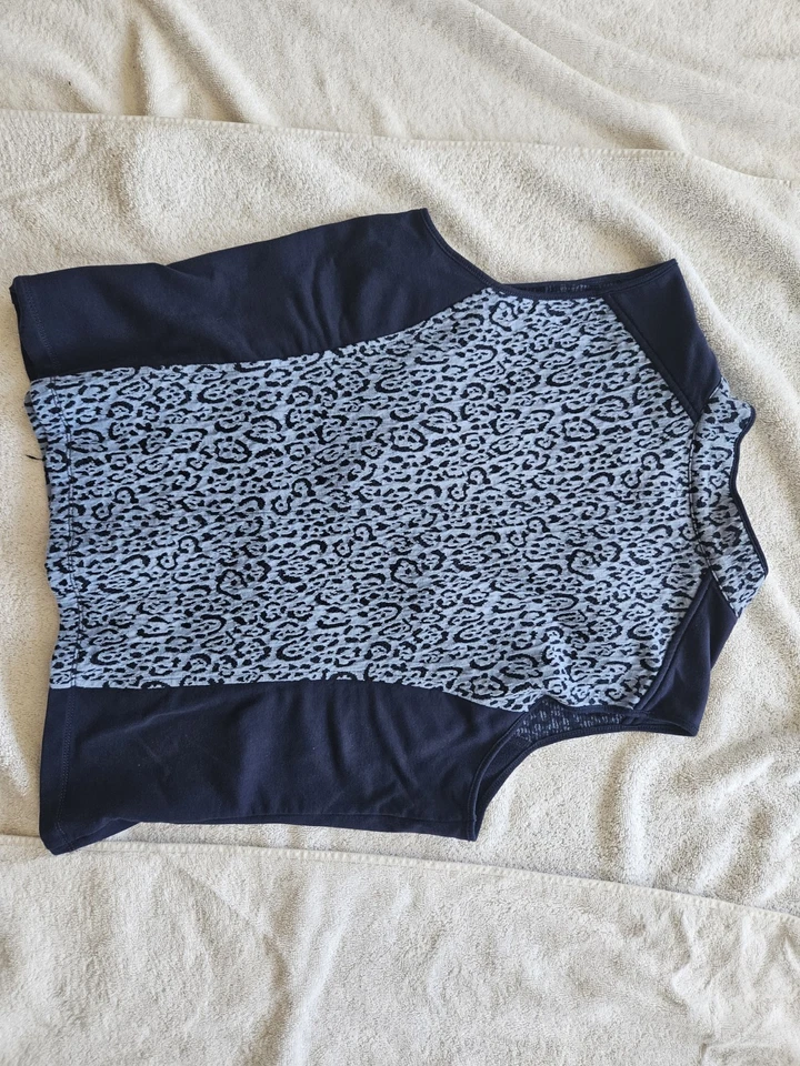 Ruby Red Favorites Women's Petite Blue Cheetah Print Vest Cotton Polyester Blend - Image 3 of 3