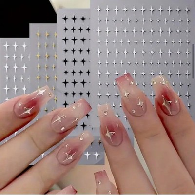 Nail Art Sticker Glitzer Himmelsstern SILBER GOLD METALLIC WEIHNACHTEN DH-507