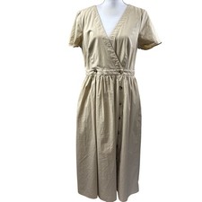 J. Crew Factory tan shirtdress, normcore, staple, prairie, preppy, cottagecore