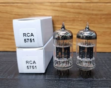 2- RCA 5751 Vacuum Tubes Tested Black Plates Lower Gain Sub for 12AX7