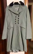 Vtg Antique 1800s 1900s Light Blue Green Long Wool Coat Jacket