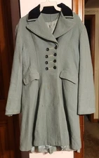 Vtg Antique 1800s 1900s Light Blue Green Long Wool Coat Jacket 