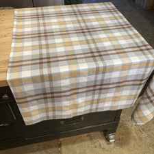 Now Designs Tablecloth 60x90" Danica Recycled Fabric Plaid Gray Yellow Brown