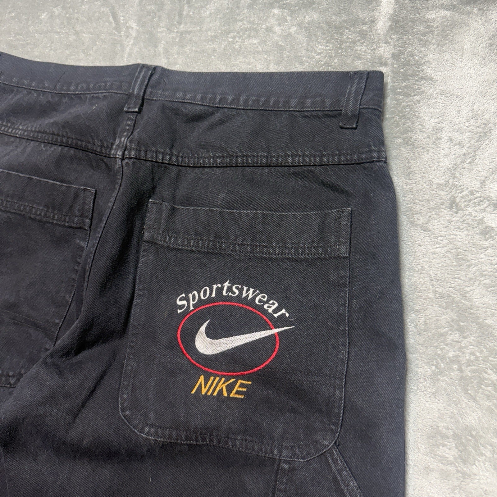 Vintage Nike Sportswear Jeans Rare Baggy Black Denim Pants Sz 40x33 Made In USA image 3