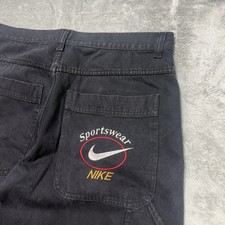 Vintage Nike Sportswear Jeans Rare Baggy Black Denim Pants Sz 40x33 Made In USA