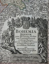 B&Ouml;HMEN SEUTTER K&Ouml;NIGREICH KARTE BOHEMIA REGNUM PRAG PILSEN ALTKOLORIERT 1720