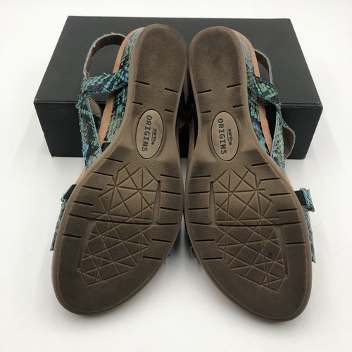 Earth Origins Poppy Wide Sandals Womens Size 7W Teal Multi Strappy Comfort Shoes - Picture 11 of 11
